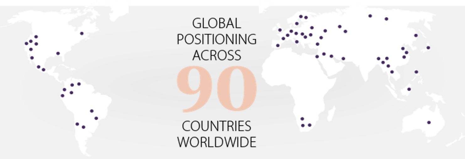 Global positioning across 90 countries
